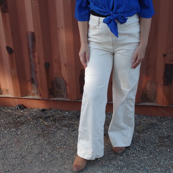 Brand New Joe Fresh Cream Wide Leg Jeans - Picture 1 of 8